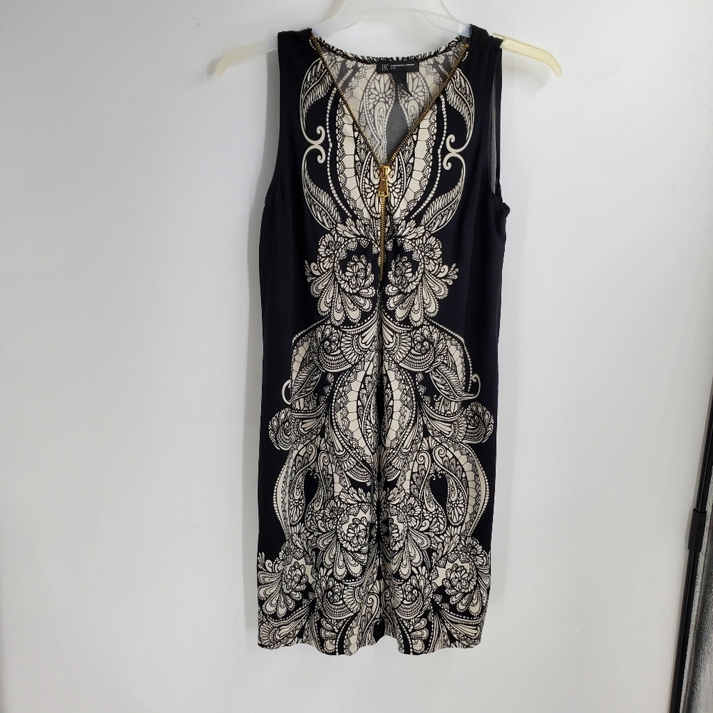 INC INTERNATIONAL CONCEPTS PETITE womens M  black & white sleeveless dress